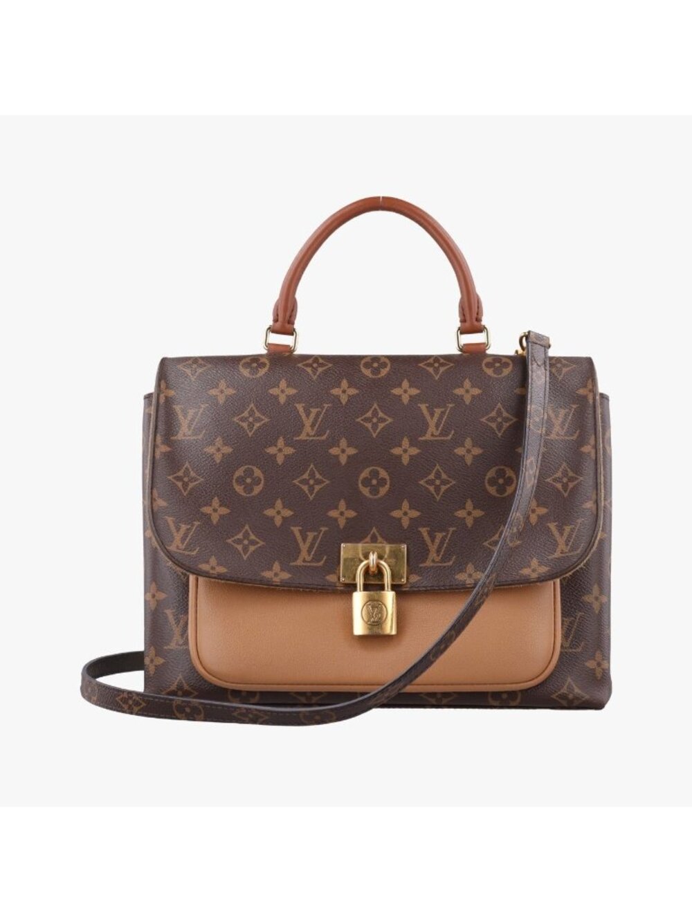 Louis Vuitton Marignan Monogram Brown Sesame Canvas Calfskin Shoulder Bag
